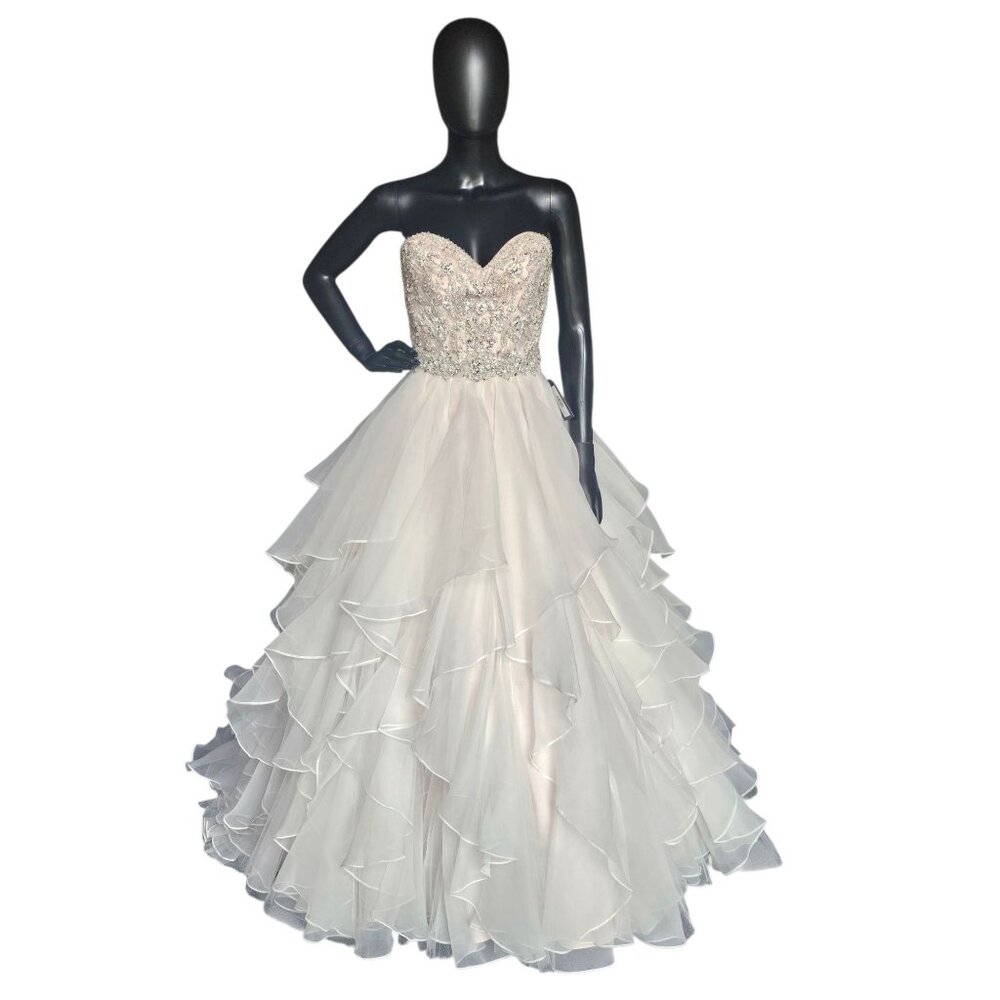 NWOT Sweetheart Strapless Blush Tiered Ball Gown Wedding Dress - Mori Lee